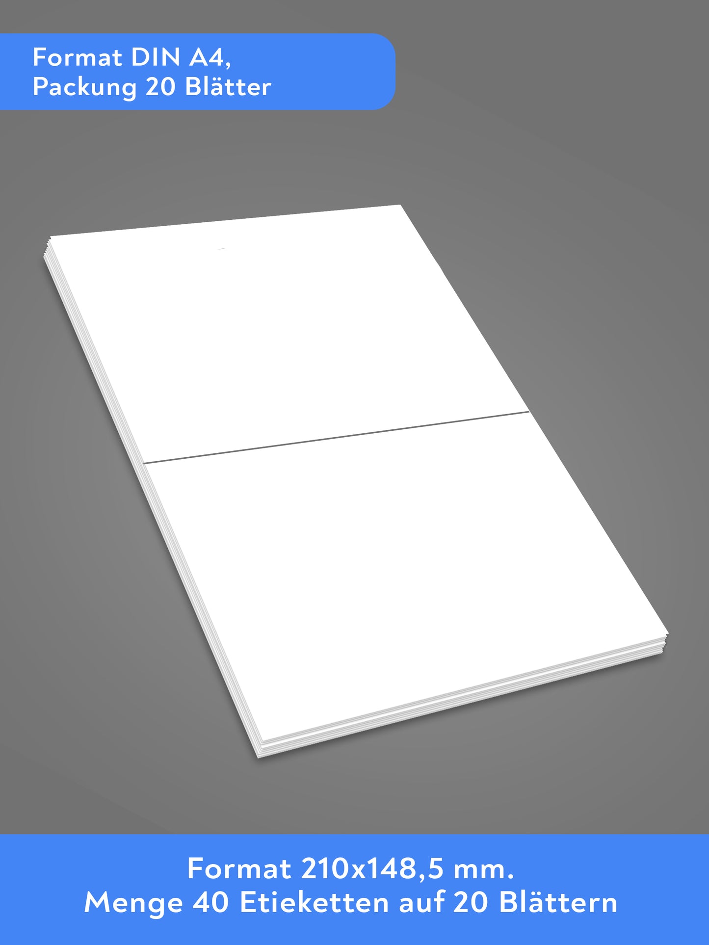 Universal Etiketten Selbstklebend, 210 mm x 148.5 mm, 2 Etikett pro Blatt, 20 Blätter