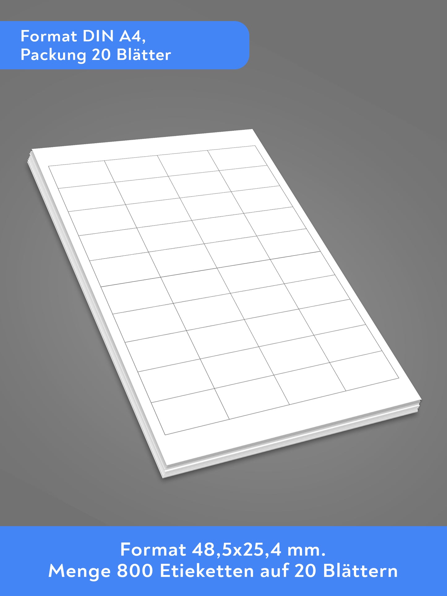 Universal Etiketten Selbstklebend, 48.5 mm x 25.4 mm, 40 Etikett pro Blatt, 20 Blätter