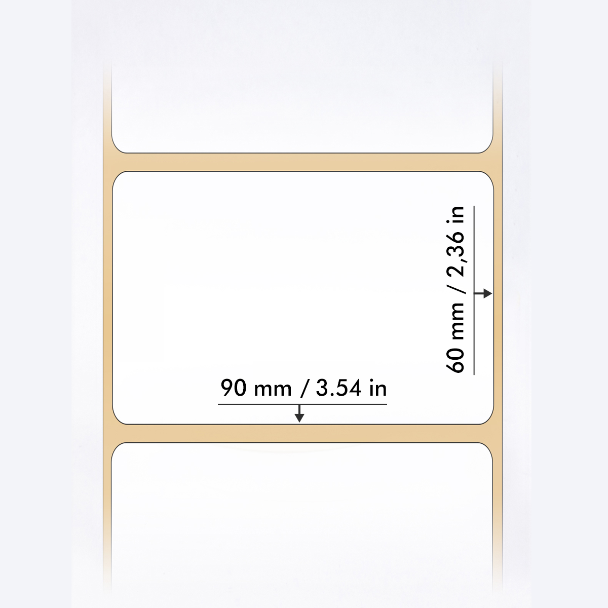 Thermotransfer-Etiketten Versandetiketten - 90 x 60 mm - 2500 Thermo Transfer Papier glänzend auf 1 Roll(n), 3 Zoll Kern, Standard- und Industriedrucker, permanent
